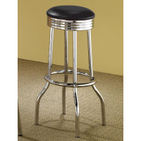 Coaster Furniture 2408 Upholstered Top Bar Stools Black and Chrome (Set of 2)